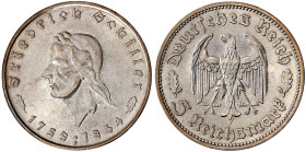 Drittes Reich

Gedenkmünzen

5 Reichsmark Schiller

5 RM 1934 F. vorzüglich/Stempelglanz. Jaeger 359.