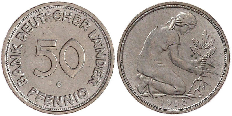 Münzen der Bundesrepublik Deutschland

Kursmünzen

50 Pfennig, Kupfer/Nickel...