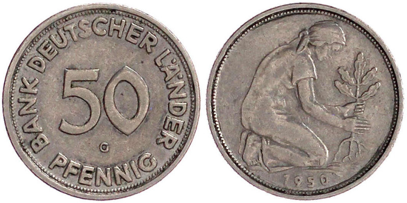 Münzen der Bundesrepublik Deutschland

Kursmünzen

50 Pfennig, Kupfer/Nickel...