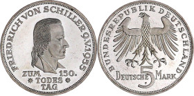 Münzen der Bundesrepublik Deutschland

Gedenkmünzen

5 Deutsche Mark, Silber, 1952-1979

Schiller 1955 F. Polierte Platte, nur min. berieben. Ja...
