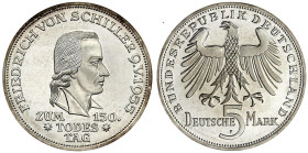Münzen der Bundesrepublik Deutschland

Gedenkmünzen

5 Deutsche Mark, Silber, 1952-1979

Schiller 1955 F. Polierte Platte, nur min. berührt. Jae...
