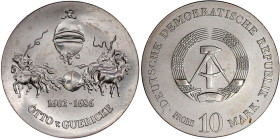 Münzen der Deutschen Demokratischen Republik

Gedenkmünzen der DDR

10 Mark 1977, Guerickeprobe. Magdeburger Halbkugeln mit Pferden. Stempelglanz....