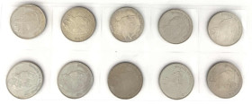 Münzen der Deutschen Demokratischen Republik

Gedenkmünzen der DDR

10 X 5 Mark 1983, Wartburg bei Eisenach. alle prägefrisch. Jaeger 1586 (10)....