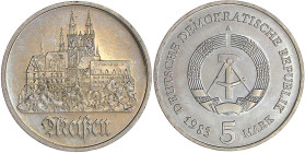 Münzen der Deutschen Demokratischen Republik

Gedenkmünzen der DDR

5 Mark 1983 A, Meißen. Randschrift läuft rechts herum. Stempelglanz. Jaeger 15...