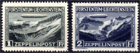 Briefmarken

Ausland

Liechtenstein

1 Fr. - 2 Fr. Liechtensteinfahrt des Luftschiffs 1931, kompletter Satz in postfrischer Erhaltung. Mi. 650,-...