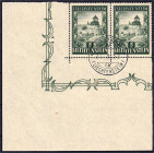 Briefmarken

Ausland

Liechtenstein

5 Fr. Schloss Vaduz 1952, waagerechtes Paar mit großem Rand aus Kleinbogen, sauber gestempelt. Mi. 500,-€ M...