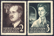 Briefmarken

Ausland

Liechtenstein

2 Fr. - 3 Fr. Fürstenpaar 1955, kompletter Satz in postfrischer Erhaltung. Mi. 240,-€ Michel 332-333.