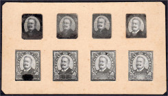 Briefmarken

Ausland

Portugal

König Carlos I 1895, schöne Präsentationskarte mit 8 Probedrucken, ein nicht ausgegebenes Design von Mouchon in ...