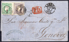 Briefmarken

Ausland

Portugal

50 R. + 100 R. König Luis I 1867, schöne Frankatur 50 R. + 100 R auf Brief von Lissabon/Portugal nach Genua/Ital...