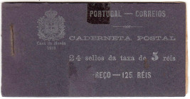 Briefmarken

Ausland

Portugal

5 R. König Manuel II 1910, komplettes Markenheftchen mit 24x Nr. 155, vorderseitig kleiner Tesafilmfleck, ansons...