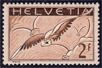 Briefmarken

Ausland

Schweiz

2 Fr. Brieftaube 1930, gewöhnliches Papier ,,x", postfrische Luxuserhaltung. Mi. 240,-€ Michel 245 x.