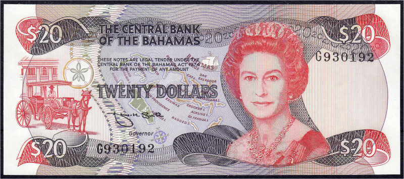 Banknoten

Ausland

Bahamas

20 Dollars L. 1974 (1984). I / I- Pick 47b.