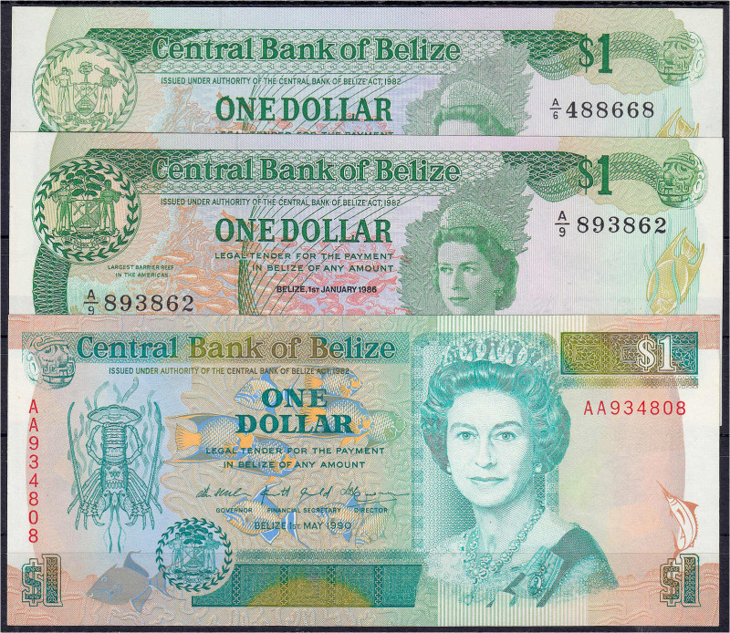 Banknoten

Ausland

Belize

3x 1 Dollar 1.7.1983, 1.1.1986 u. 1.5.1990. I....