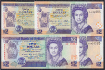 Banknoten

Ausland

Belize

4x 2 Dollars 1990 - 2011. I. Pick 52a, 60a, 66b, 66d.