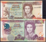 Banknoten

Ausland

Belize

20 u. 50 Dollars 2007 u. 2009. I / I- Pick 69c, 70c.