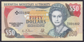 Banknoten

Ausland

Bermuda

50 Dollars 12.10.1992. KN. 001802. I. Pick 40a.