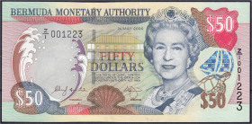 Banknoten

Ausland

Bermuda

50 Dollars 24.5.2000 Präfix Z/I, KN. 001223. I-, selten. Pick 54.