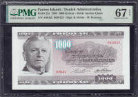 Banknoten

Ausland

Färöer-Inseln

1000 Kroner 1994. PMG Grading 67 Gem Uncirculated EPQ. Pick 23e.
