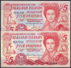 Banknoten

Ausland

Falklandinseln

2x 5 Pounds 14.6.1983 u. 14.6.2005. I / I- Pick 12, 17.