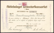 Banknoten

Ausland

Finnland

Aktie über 5000 FMK 2.11.1920. Aktiebolaget Bränntorfkonsortiet I Wasa (Vaasa). I-