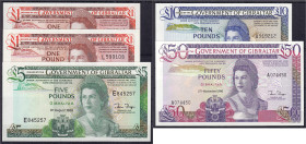 Banknoten

Ausland

Gibraltar

5 Scheine zu 2x 1, 5, 10 u. 50 Pounds 1986 - 1988. I. Pick 20a, 20e, 21b, 22b, 24.