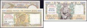 Banknoten

Ausland

Griechenland

50, 100 u. 1000 Drachme 1.9.1935. I / I- Pick 104, 105, 106.