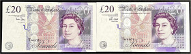 Banknoten

Ausland

Grossbritannien

Bank of England, 2x 20 Pounds 2006 u. 2012. Unterschrift: A. Bailey u. Chris Salmon. I / I- Pick 392a, 392b...