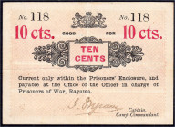 Banknoten

Ausland

Grossbritannien

Ragama Ceylon (Sri Lanka), POW (Prisoner-of-War), 10 Cents o.D. (1901-1902). No. 118. III, äußerst selten. ...