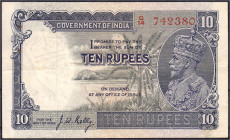 Banknoten

Ausland

Indien

10 Rupien o.D. Vs. Palme, See und Berge, Rs. Elefanten. III, Nadelstiche auf der linken Seite. Pick 16b.