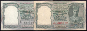 Banknoten

Ausland

Indien

2x 5 Rupien o.D. (1943). 1x schwarze und 1x rote KN. II u. III. Pick 23a, 23b.