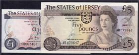 Banknoten

Ausland

Jersey

1 u. 5 Pounds 1976 - 1988. I. Pick 11b,12a.