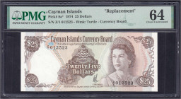 Banknoten

Ausland

Kaimaninseln

25 Dollars 1974. Replacement. PMG Grading 64 Choice Uncirculated. Pick 8a*.