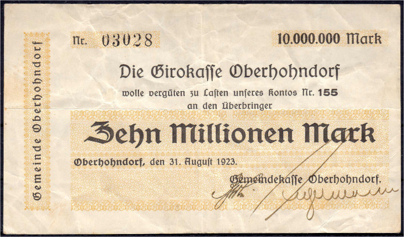 Banknoten

Deutsches Notgeld und KGL

Oberhohndorf (Sachsen)

Gemeindekass...