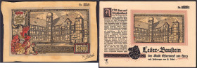 Banknoten

Deutsches Notgeld und KGL

Osterwieck (Prov. Sachsen)

500 Mark, Baustein, Wildleder 4.12.1922. Mit und Handunterschrift „H. Rabel“ u...