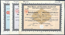 Banknoten

Deutsches Notgeld und KGL

Otavi (Deutsch-Südwestafrika)

3 Anteilscheine, Berlin 12.9.1921 über 1, 5 und 10 Anteile von je 1 Pfund S...