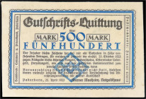 Banknoten

Deutsches Notgeld und KGL

Paderborn (Westfalen)

Werner Mosheim, 500 Mark Glace-Leder 25.4.1923. I / I- Topp 723.2. Grabowski. 401.