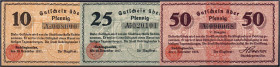 Banknoten

Deutsches Notgeld und KGL

Recklinghausen (Nordrhein-Westfalen)

Stadt, 10, 25 u. 50 Pfg. 20.12.1917 u. 1.11.1918. I u. II. Tieste 59...