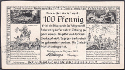 Banknoten

Deutsches Notgeld und KGL

Rheinhausen (Rheinland)

Kollegenschaft 100 Pfg., ohne Gelbdruck 1921. I-, selten. Lindman 1088.1.
