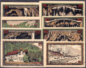 Banknoten

Deutsches Notgeld und KGL

Rübeland (Sachsen-Anhalt)

C. Pieper, 8 verschiedene Scheine zu 2x 25, 3x 50 u. 3x 75 Pfg. o.D. I-II. Lind...
