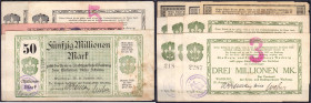 Banknoten

Deutsches Notgeld und KGL

Warburg

Stadt, insgesamt 14 Scheine zu 500 Tsd., 2x1,3x 2, 3x 3, 2x 5, 10 u. 2x 50 Mio. Mark 1923. III / ...