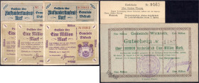 Banknoten

Deutsches Notgeld und KGL

Wickrath (Rheinland)

Insgesamt 7 Scheine, 6x Gemeinde zu 2x 500 Tsd. u. 4x 1 Mio. Mark 15.8.1923 und Nied...