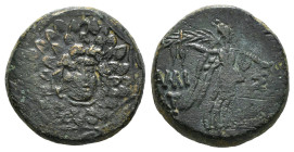 PONTOS. Amisos. Ae (Circa 85-65 BC). Time of Mithradates VI Eupator.
Obv: Aegis facing.
Rev: AMIΣOY.
Nike advancing right with shouldered palm branch;...