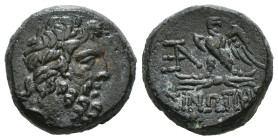 PAPHLAGONIA. Sinope. Ae (Circa 95-90 or 80-70 BC). Struck under Mithradates VI Eupator.
Obv: Laureate head of Zeus right.
Rev: ΣΙΝΩΠΗΣ.
Eagle, with he...