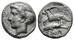 PAPHLAGONIA. Sinope. Drachm (Circa 330-300 BC).
Obv: Head of nymph left, with hair in sakkos.
Rev: EPA/HP / ΣINΩ.
Sea-eagle standing left, with wings ...