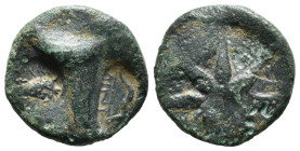 PONTOS. Uncertain (Amisos?). Time of Mithradates VI (Circa 130-100 BC). Ae.
Obv: Bashlyk left; bow to right; 
Rev: Star. 5,43 g