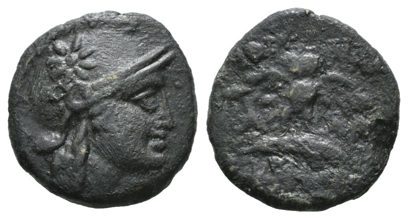 MYSIA. Pergamon. Ae (Circa 200-133 BC).
Obv: Head of Athena right, wearing helme...