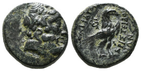 PHRYGIA. Amorion. Ae (2nd-1st centuries BC). Sokrates and Aristodes, magistrates.
Obv: Laureate head of Zeus right.
Rev: ΣΩΚΡΑΤ / ΑΡΙΣΤΕΙΔΟΥ / ΑΜΟΡΙΑΝ...