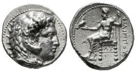 KINGS OF MACEDON. Philip III Arrhidaios (323-317 BC). Tetradrachm.
Obv: Head of Herakles right, wearing lion skin.
Rev: ΦΙΛΙΠΠΟY.
Zeus seated left, ho...