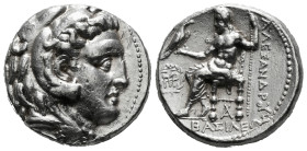 KINGS OF MACEDON. Alexander III 'the Great' (336-323 BC).Tetradrachm.
Obv: Head of Herakles right, wearing lion skin.
Rev: AΛΕΞΑΝΔΡΟY.
Zeus seated lef...