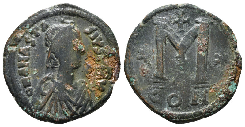 ANASTASIUS I (491-518). Follis. Constantinople.
Obv: D N ANASTASIVS P P AVG.
Dia...